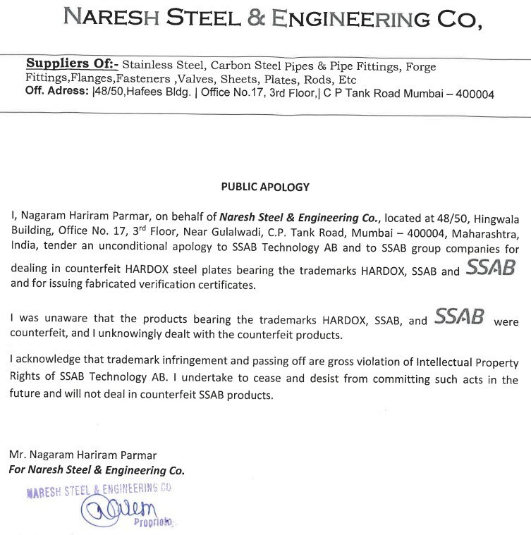 SSAB cracks down on counterfeit Hardox® steel products