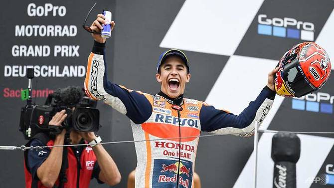 marquez wins in germany to claim overall lead