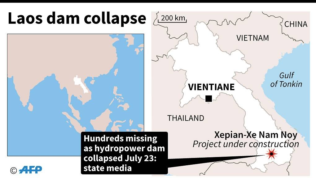 laos pm says 131 missing from dam collapse as 26 bodies recovered