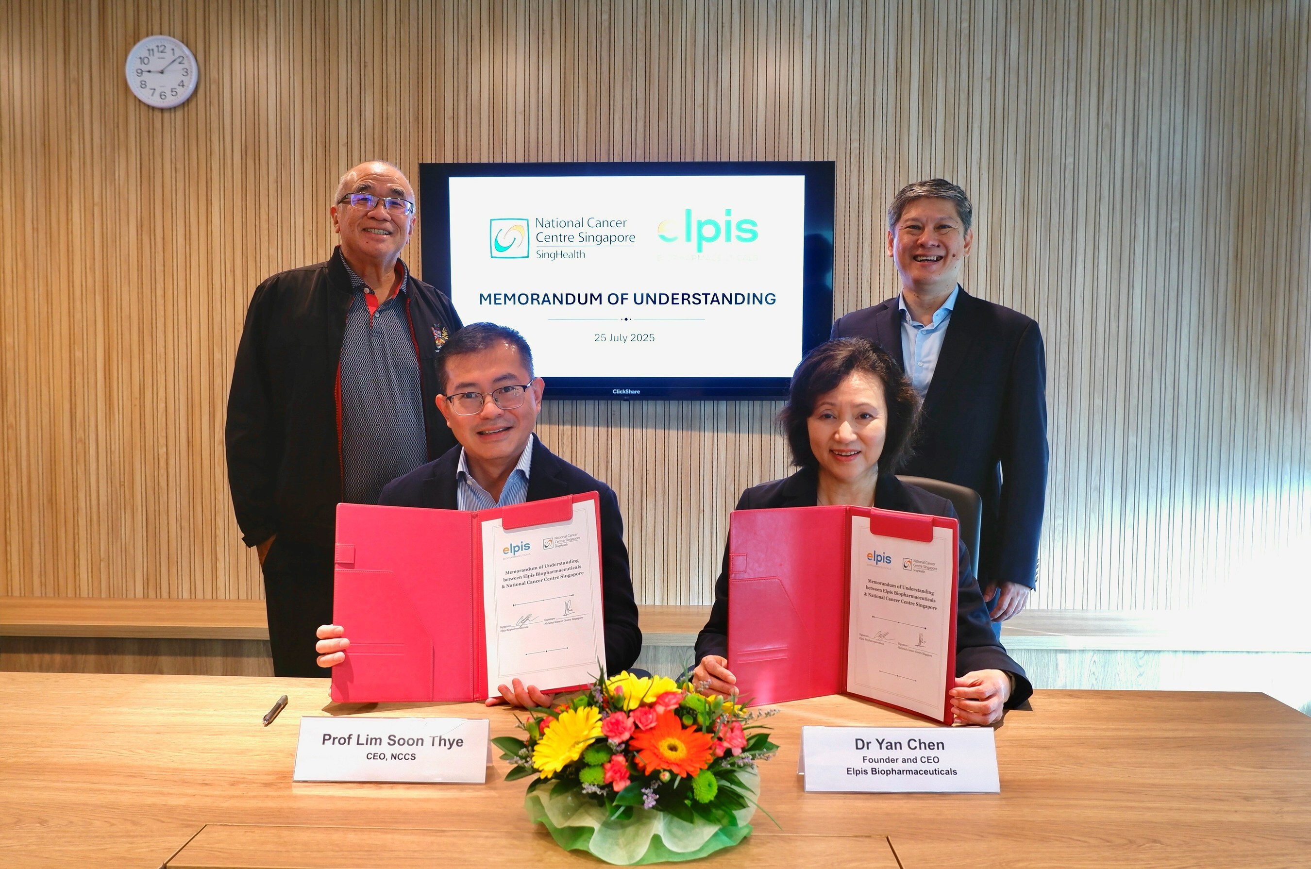 Elpis Biopharmaceuticals and NCCS commemorate signing of memorandum of understanding to advance translational cell therapy research in Singapore