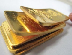 This illustrative photo shows a couple of deformed SJC gold bullion