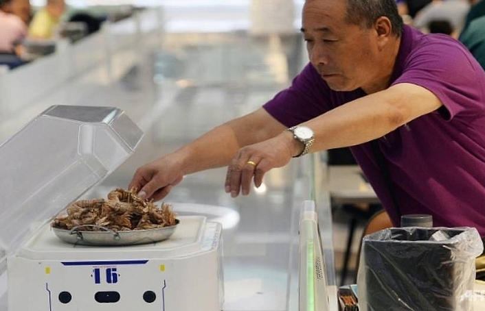 Chip labour: Robots replace waiters in China restaurant