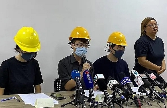 Masked Hong Kong protesters hold rare press conference