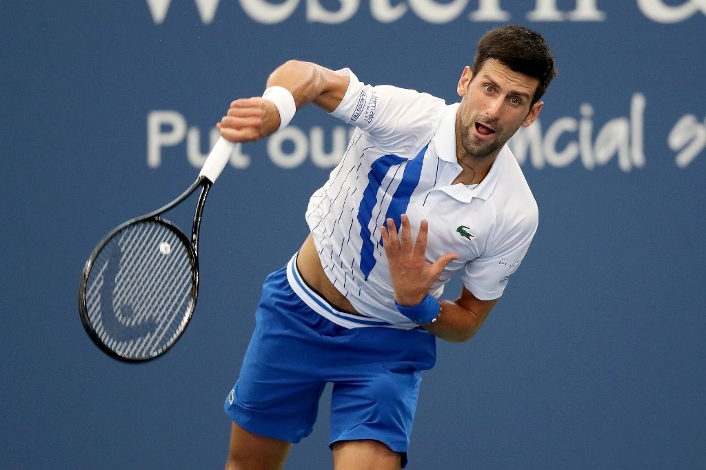 djokovic in action on day one at us open bubble