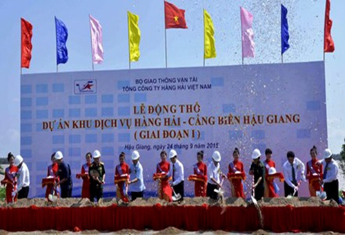 vinalines begins construction of seaport in hau giang