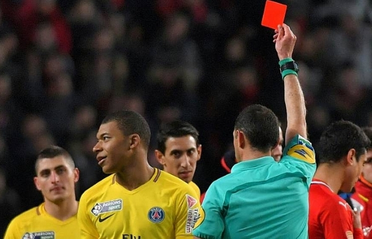 PSG star Mbappe banned for three matches after red card
