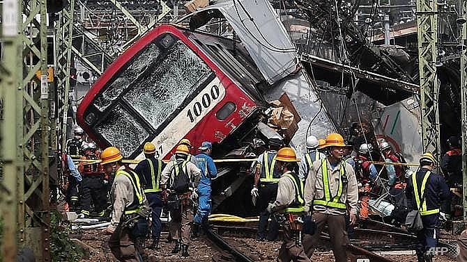 1 dead more than 30 injured after train and truck collide in japans yokohama