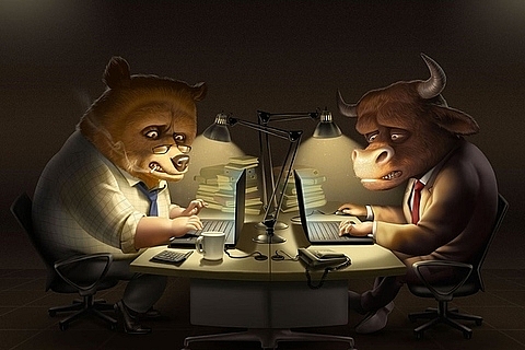 shares down on large caps