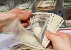 US dollar up against euro, yen