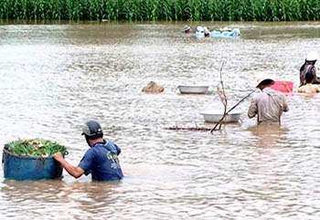 Floodwaters submerge most central region
