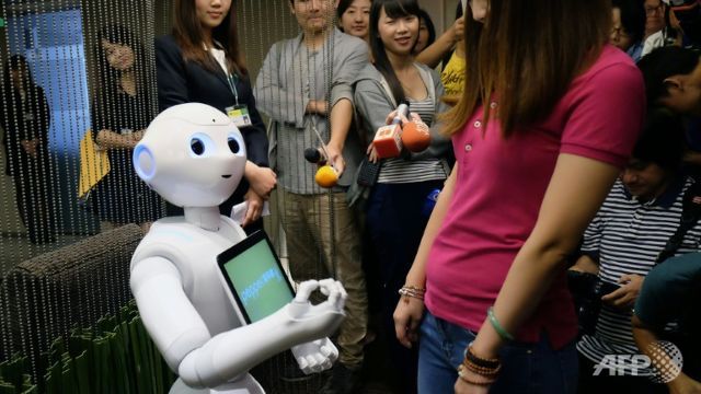 mini pepper robots start new jobs in taiwan