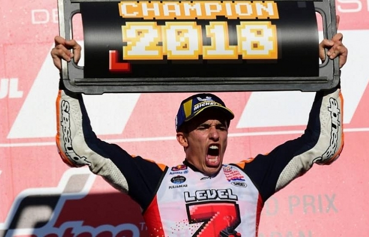 Five-star Marquez romps to MotoGP title as Dovizioso crashes