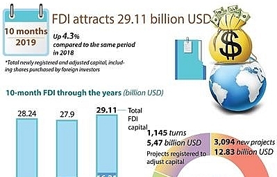 Vietnam’s FDI inflow up in 10 months
