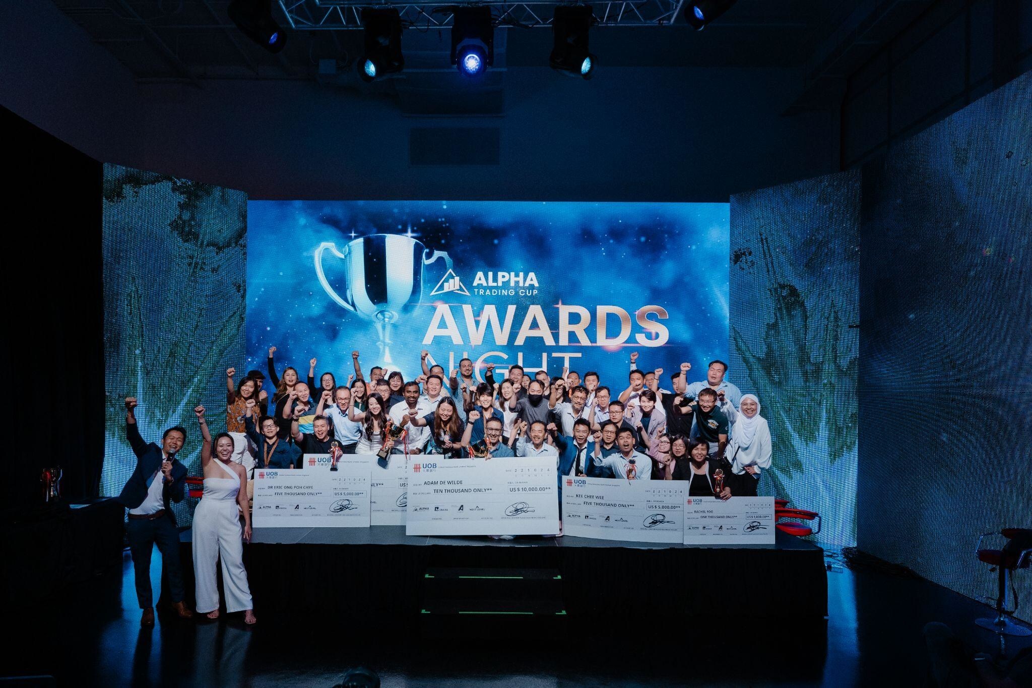 The Alpha Trading Cup 2024 Awards Night brought together the top traders, event organizers, and esteemed guests at 29 Media Circle, Singapore, on October 22, 2024, celebrating excellence across three competition categories with a USD 44,000 prize pool.