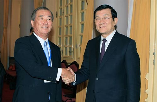 president sang receives japanese business delegation