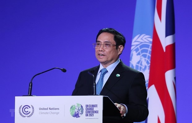 PM Pham Minh Chinh delivers a speech at the Climate Summit. (Photo: VNA)