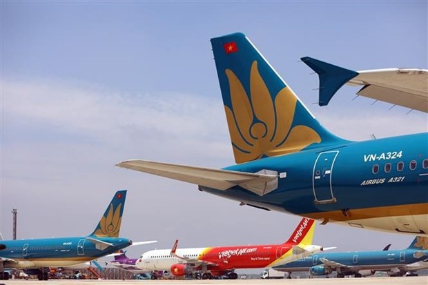 Planes of Vietnamese airlines at Noi Bai International Airport in Hanoi (Photo: VNA)
