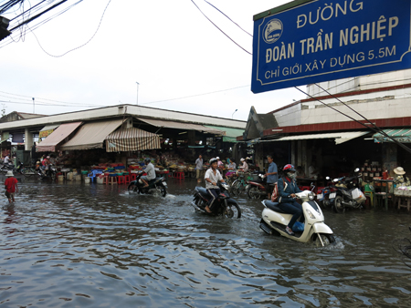 Record tides flood HCM City and Binh Duong