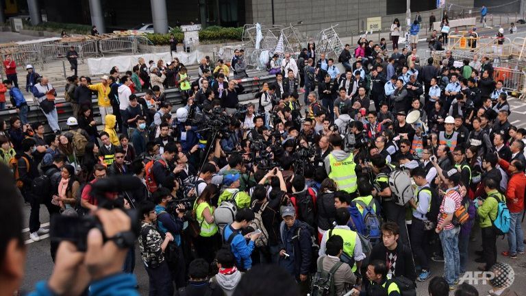 bailiffs start to dismantle hong kong protest site