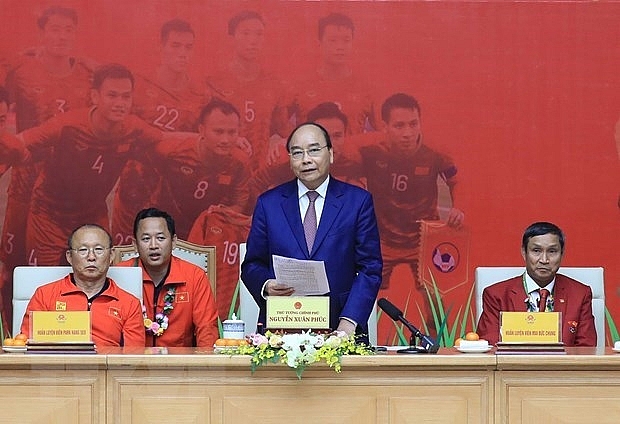 pm praises success of mens and womens football teams at sea games
