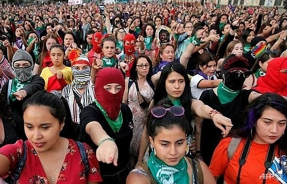 Over 1,000 women take feminist anthem to Chile's streets
