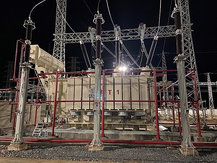 ninh phuoc 220kv transformer substation officially connects power lines