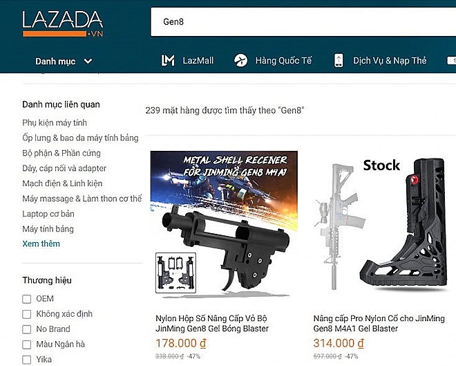 lazada to be inspected for selling guns and components