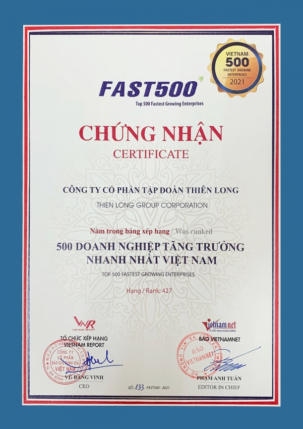 thien long honoured in fast500 for eighth time