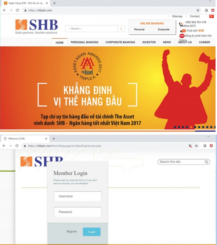 shb warns of fake websites